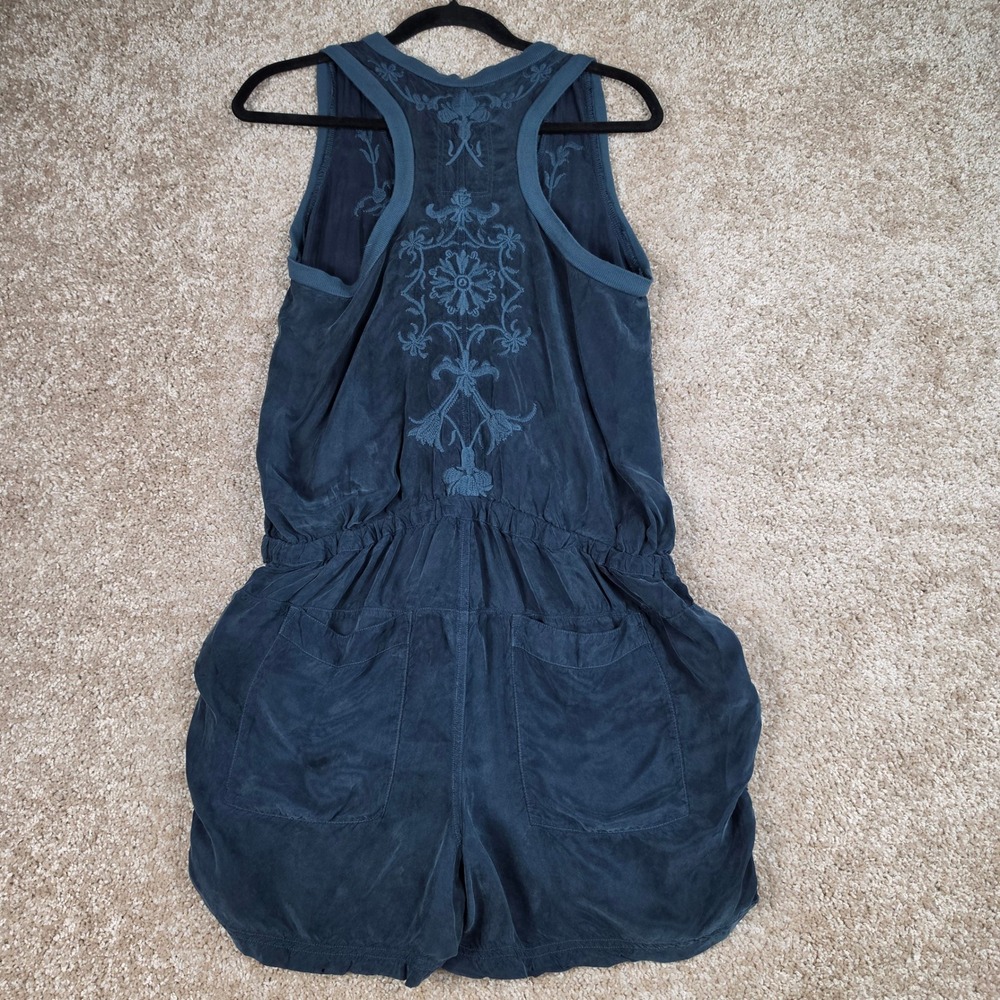 Pete & Greta Johnny Was Embroidered Tencel Romper Blue Boho Small - Picture 9 of 10